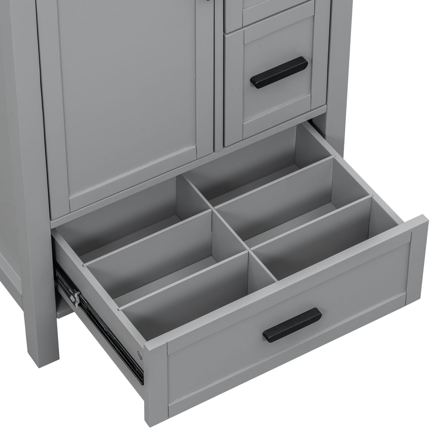 Bathroom Vanity With Sink, Soft Close Door, Double Layer Door Shelf And 3 Drawers - Gray
