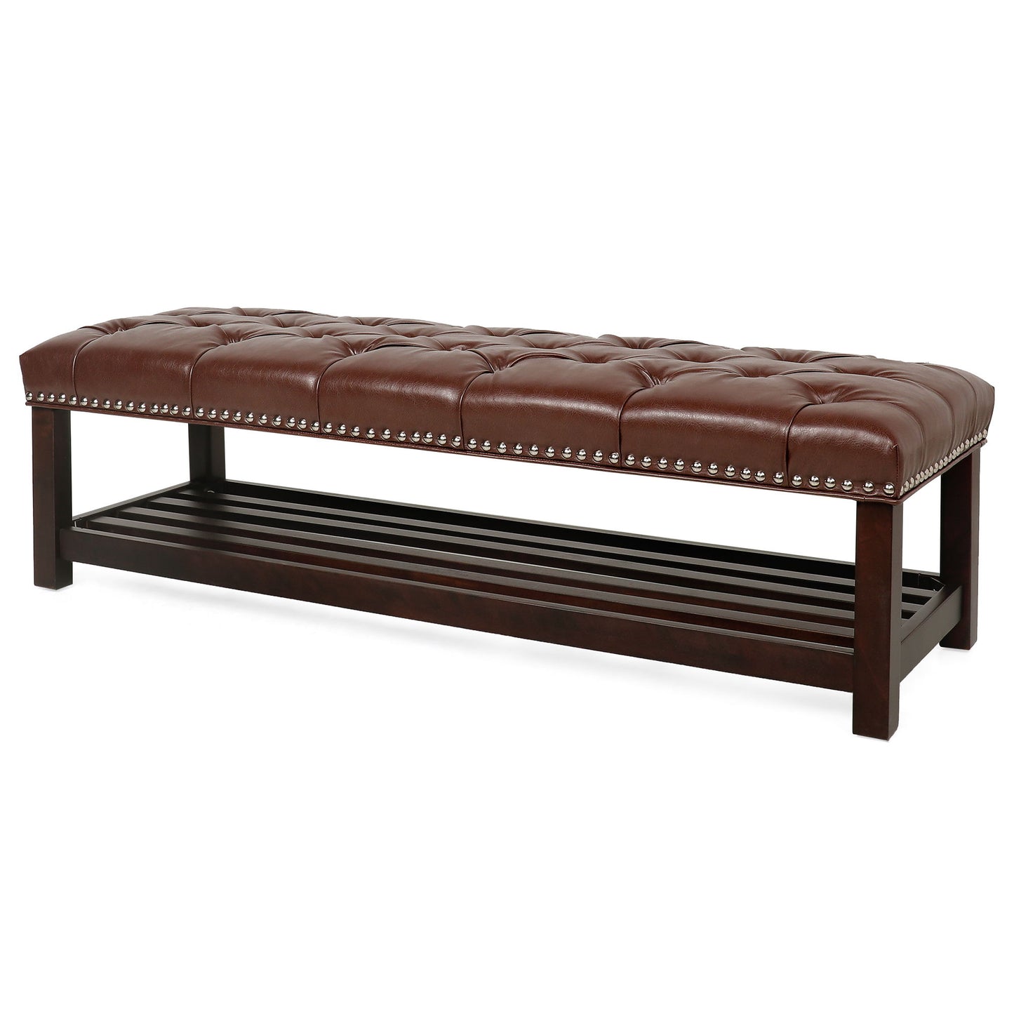 Bedroom End Of Bed Bench Tufted Upholstered End Of Bed Bench End Of Bed Entrance Shoe Bench With Nailhead Trim And Shelf Bedroom Upholstered Bench Living Room Shoe Rack Footstool