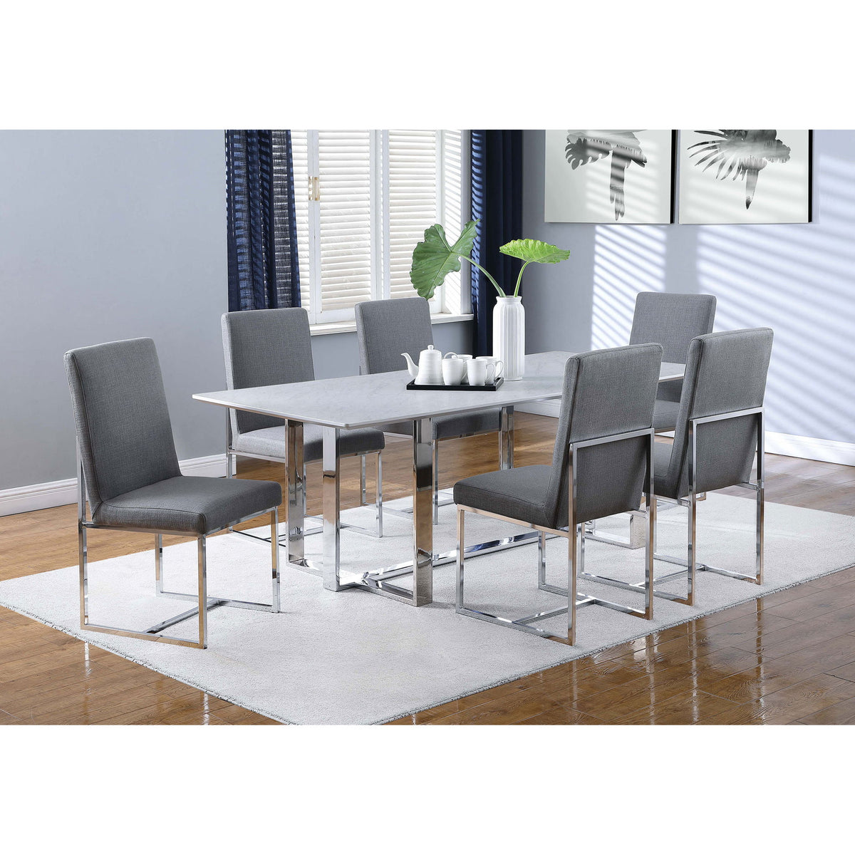 Upholstered Dining Chair Set With Base (Set of 2) - Gray
