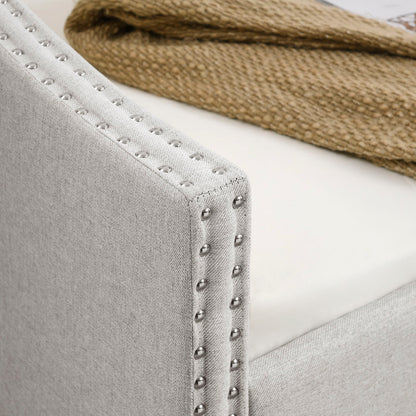 Upholstered Tufted Daybed With Drawers, Waved Arms