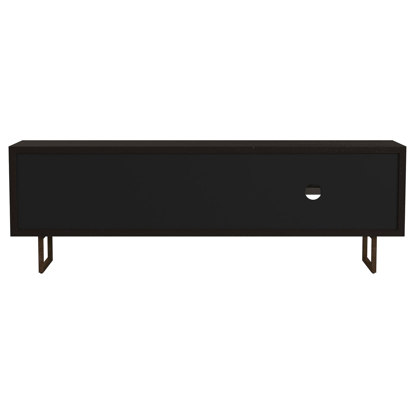 Manaya - 2 Door Stand With Open Shelving And Hidden Storage - Charcoal Black