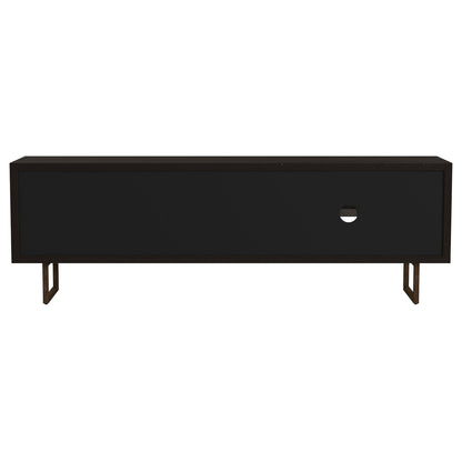 Manaya - 2 Door Stand With Open Shelving And Hidden Storage - Charcoal Black