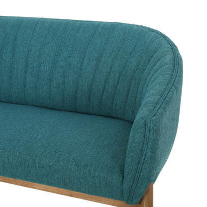 Mid Century Modern Loveseat With Channel Stitched Backrest