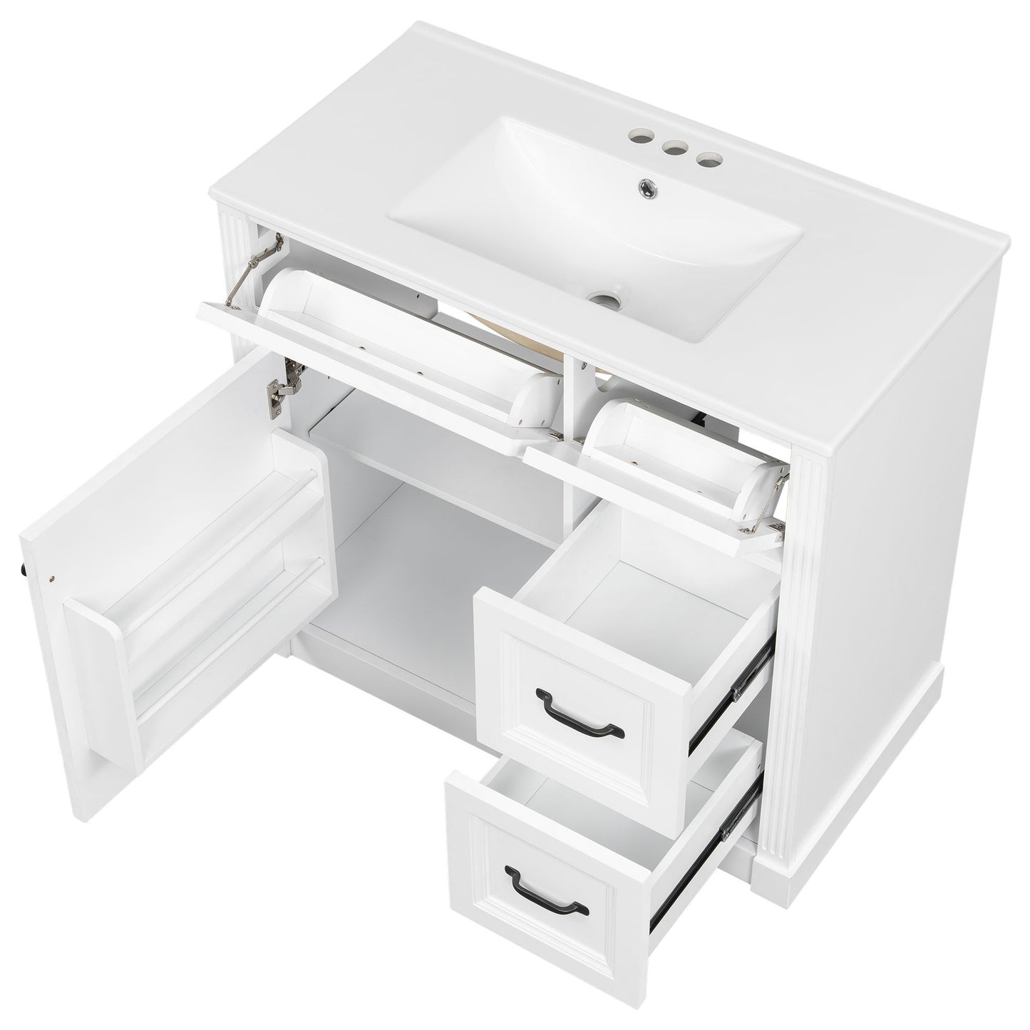 Modern Bathroom Vanity With Sink, 4 Drawers, Soft-Close Door, Adjustable Shelf