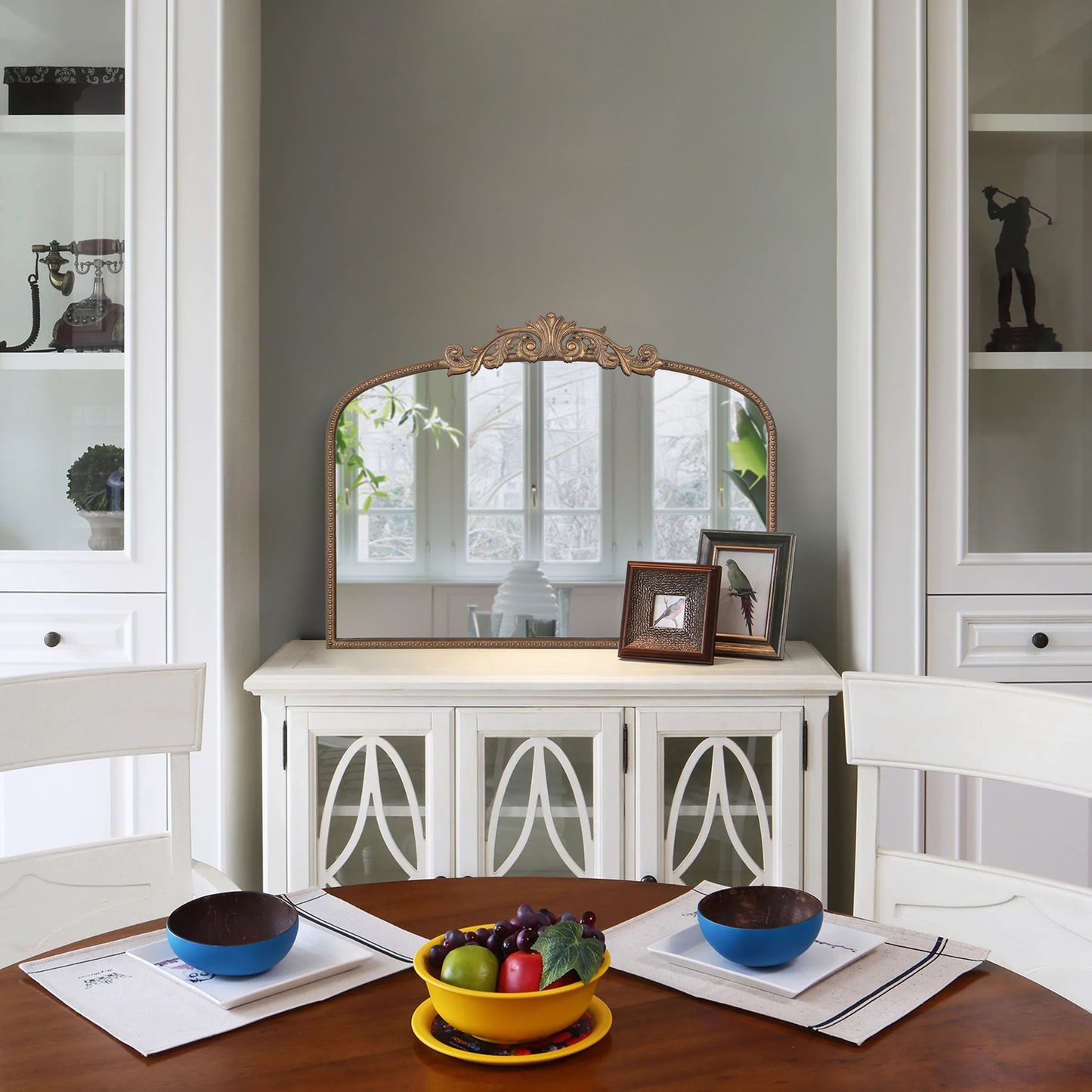 Arch Mirror, Baroque Inspired Wall Decor For Bathroom, Bedroom, Living Room