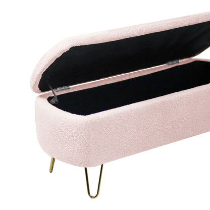 Storage Ottoman Bench For End Of Bed Legs, Modern Camel Faux Fur Entryway Bench Upholstered Padded With Storage For Living Room Bedroom