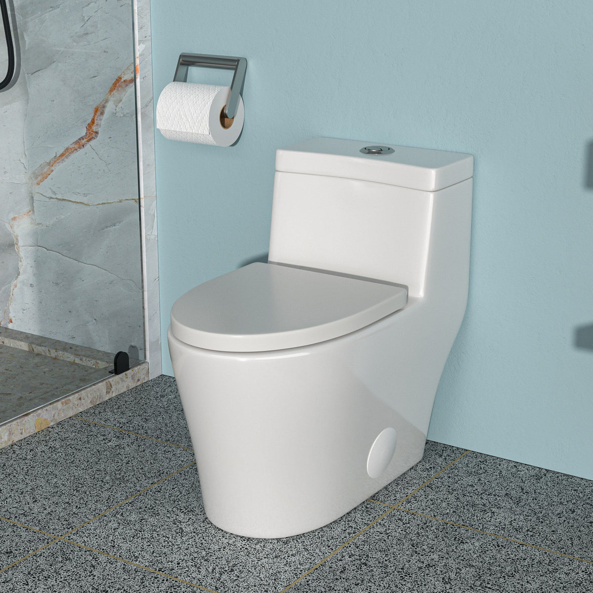 1 Piece Toilet, Dual Flush, Soft Closing Seat - White