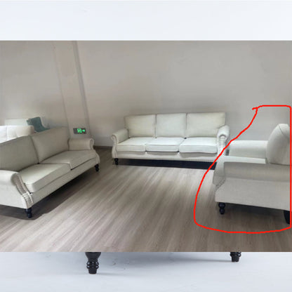 Rolled Arm Sofa With Nailhead Trim, 1 Seater Upholstered Couch With Wooden Legs
