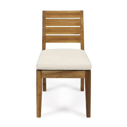Outdoor 7 Piece Dining Set With Cushions - Sandblasted Natural / Beige