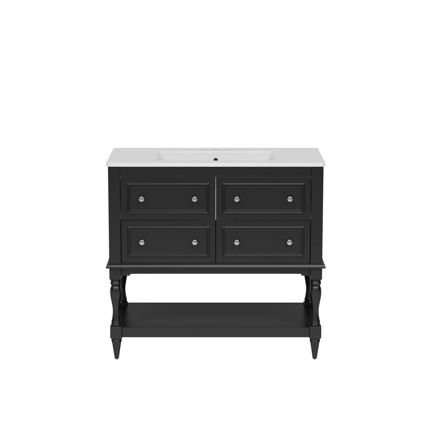 Bathroom Vanity With Medicine Cabinet, Storage Cabinet With 4 Drawers, Adjustable Shelf Mirror
