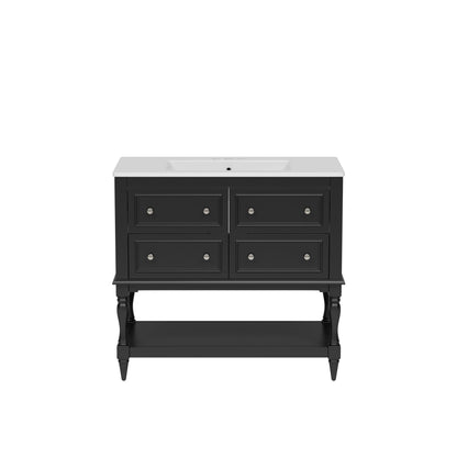 Bathroom Vanity With Medicine Cabinet, Storage Cabinet With 4 Drawers, Adjustable Shelf Mirror