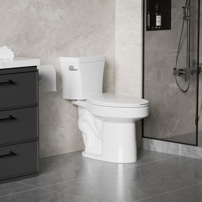 Gloss 2 Piece Toilet With 1.28 Gpf Tornado Flush, Rimless Bowl, Soft Closing Seat - Gloss White