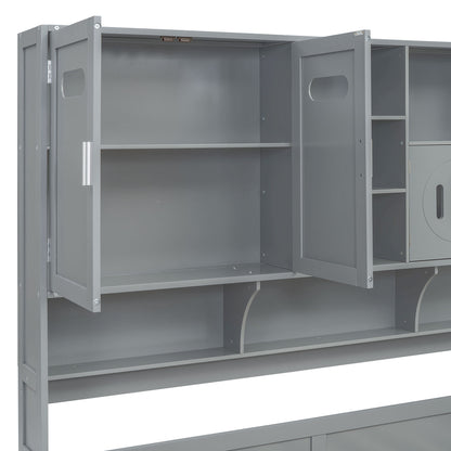 Daybed With All-In-One Cabinet And Shelf