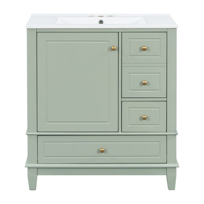 Freestanding Bathroom Vanity With Sink, Soft Close Door, 3 Drawers