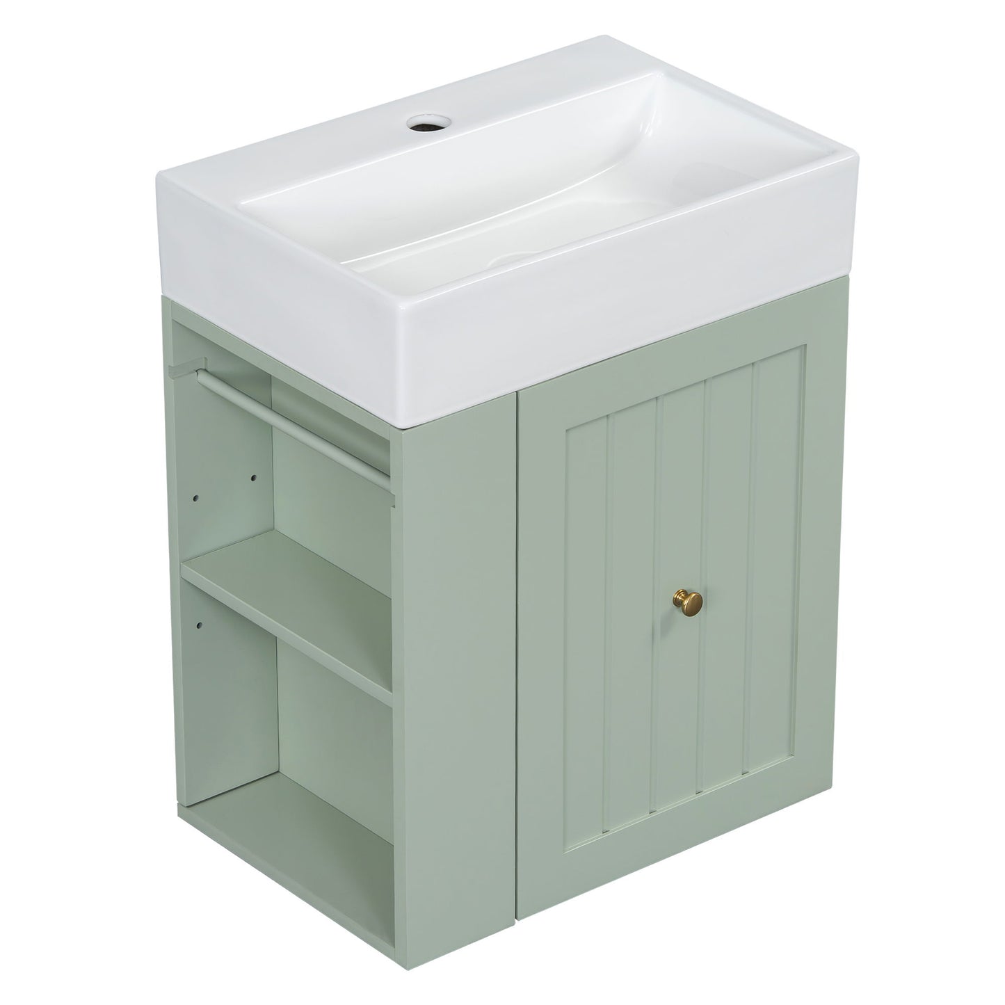 Modern Bathroom Vanity With Sink, Storage Cabinet, Drawer & Side Shelf