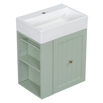 Modern Bathroom Vanity With Sink, Storage Cabinet, Drawer & Side Shelf