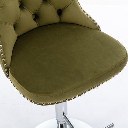 Swivel Barstools Adjusatble Seat Height From 25-33", Modern Upholstered Base Bar Stools With Backs Comfortable Tufted For Home Pub And Kitchen Island (Set of 2)