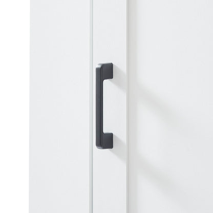 Tall Freestanding Bathroom Storage Cabinet With Adjustable Shelves And Side Hooks Board, Rectangle Design