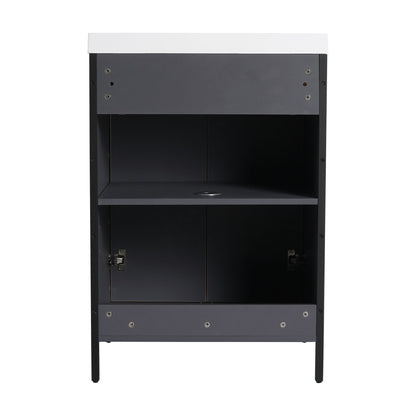 Modern Freestanding Bathroom Vanity With Resin Sink & Soft Close Cabinet Doors