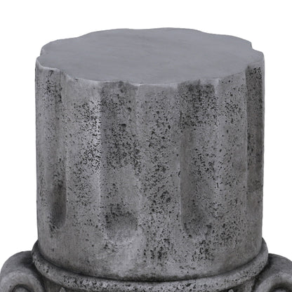 Outdoor End Table, Round Side Table For Patio And Garden - Antique Gray