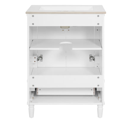 Bathroom Vanity With Ornate French Cylinder Legs, Soft Close Drawer