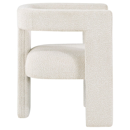 Verda - Upholstered Accent Side Chair In Soft With Rounded Open Back And 3 Leg Base - White