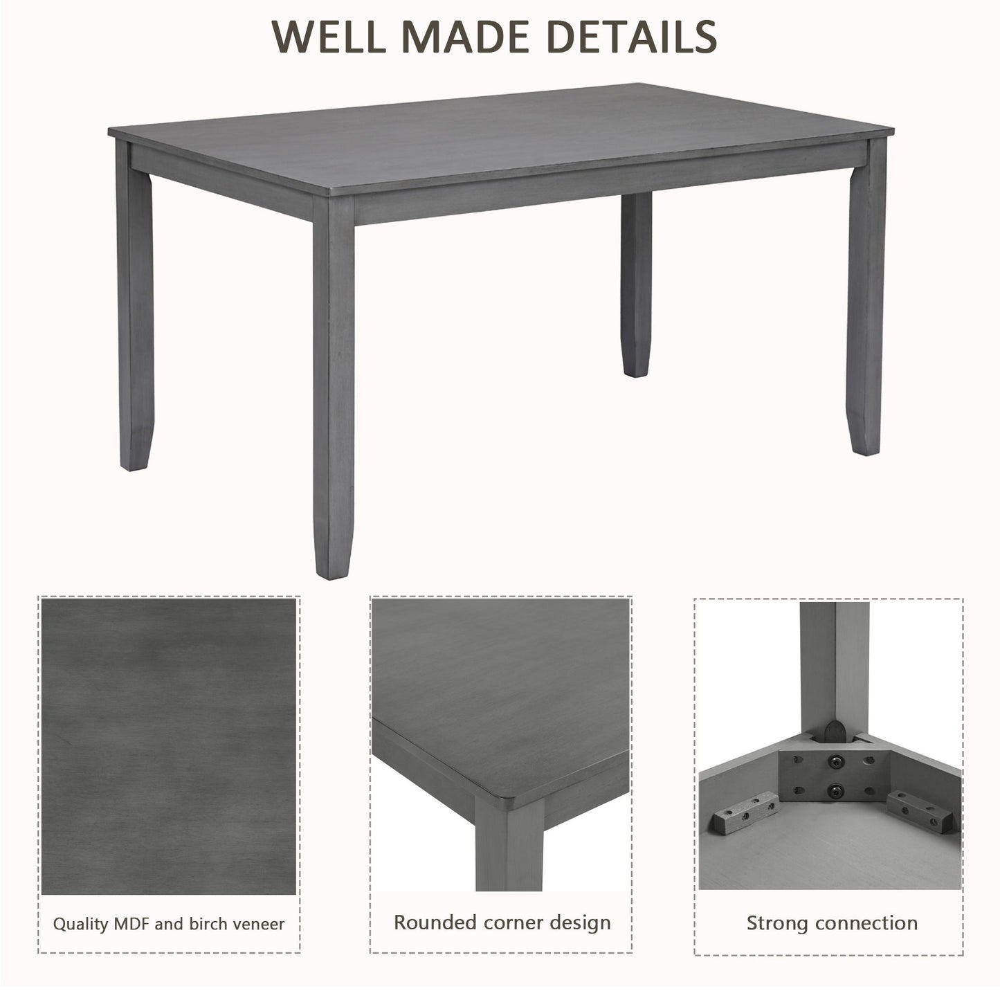 Kitchen Dining Set, Rectangular Dining Table & Upholstered Chairs