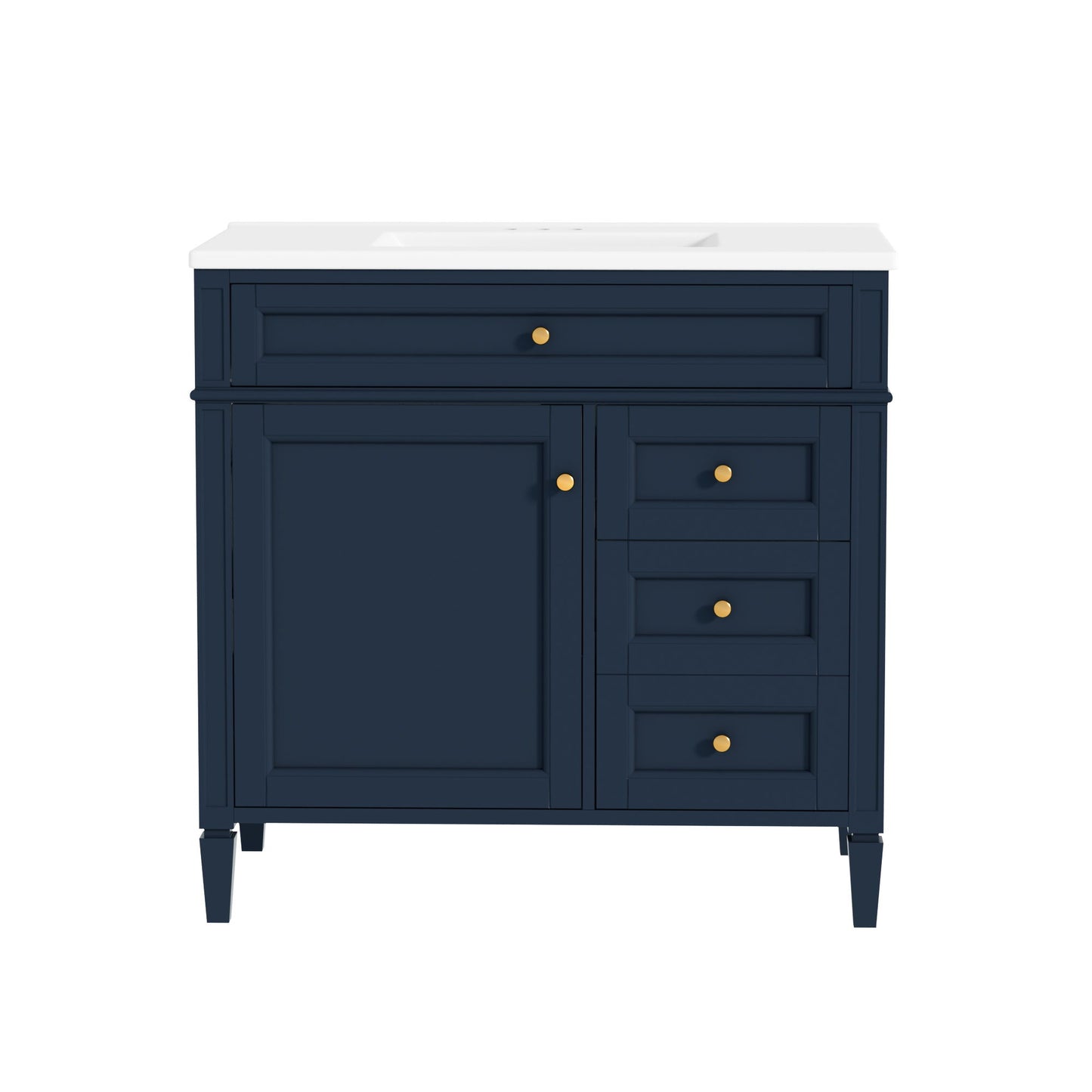 Bathroom Vanity With Top Sink, 2 Drawers, Tip Out Drawer