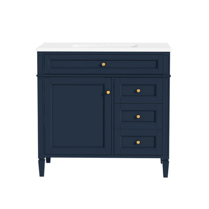 Bathroom Vanity With Top Sink, 2 Drawers, Tip Out Drawer