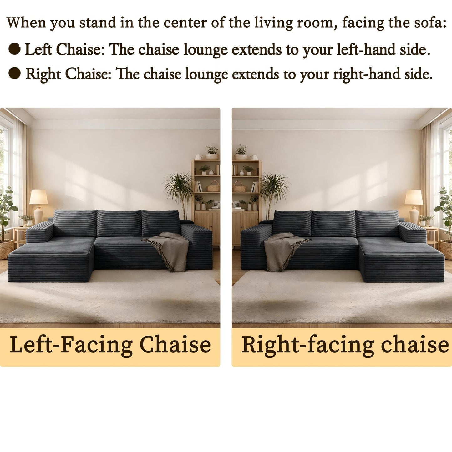 U-Shaped Modular Sofa With Cup Holders And Storage For Living Rooms - Coffee