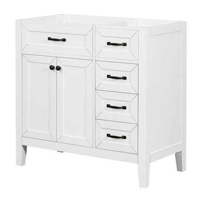 Modern Bathroom Vanity Base Only, 2 Doors And 3 Drawers