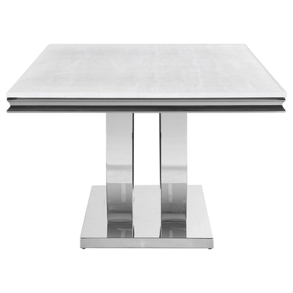 Allessandra - Rectangular U-Shaped Base Dining Table - White / Silver
