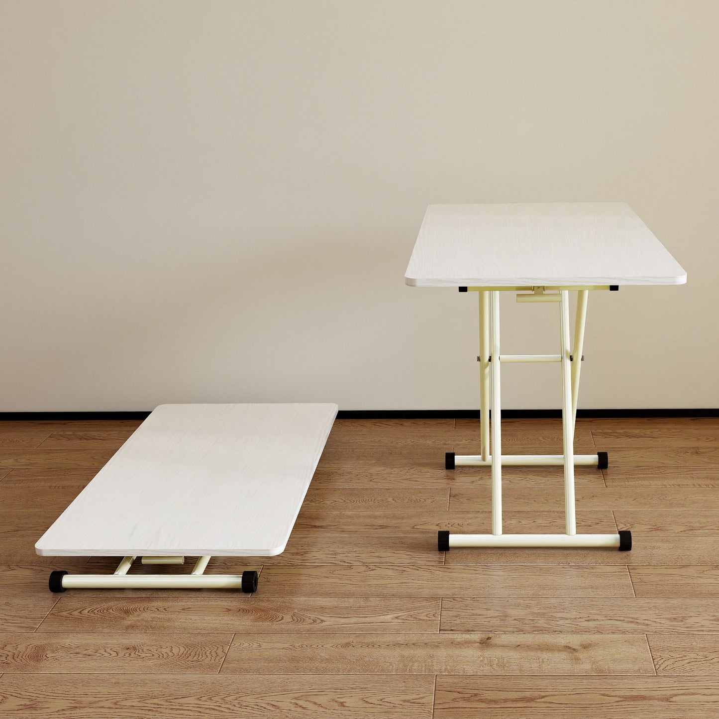 Adjustable Standing Table, Indoor & Outdoor Use, Portable With Adjustable Height - Off White / White