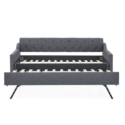 Size Upholstered Daybed With Trundle And USB Charging Armrest