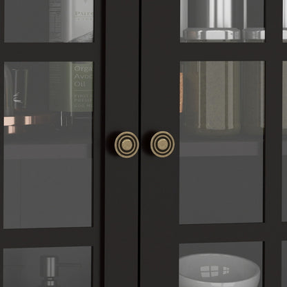 Minimalist Buffet Cabinet With Double Glass Doors And Drawer