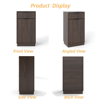 Tilt Out Trash Can Cabinet With Wave Textured Drawer & Pull Out Bin