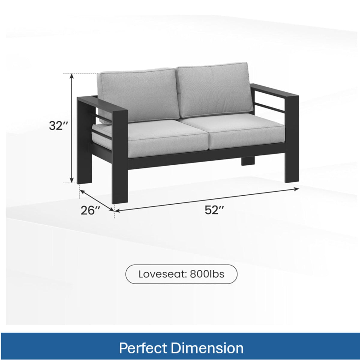 All-Weather Patio Loveseat With Thick Cushions