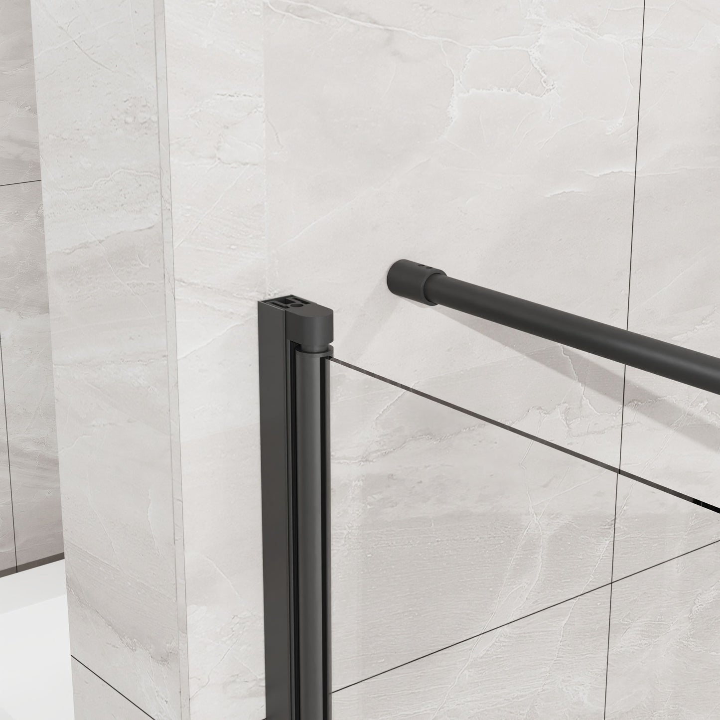 Goodyo - Frameless Corner Shower Door - Matte Black