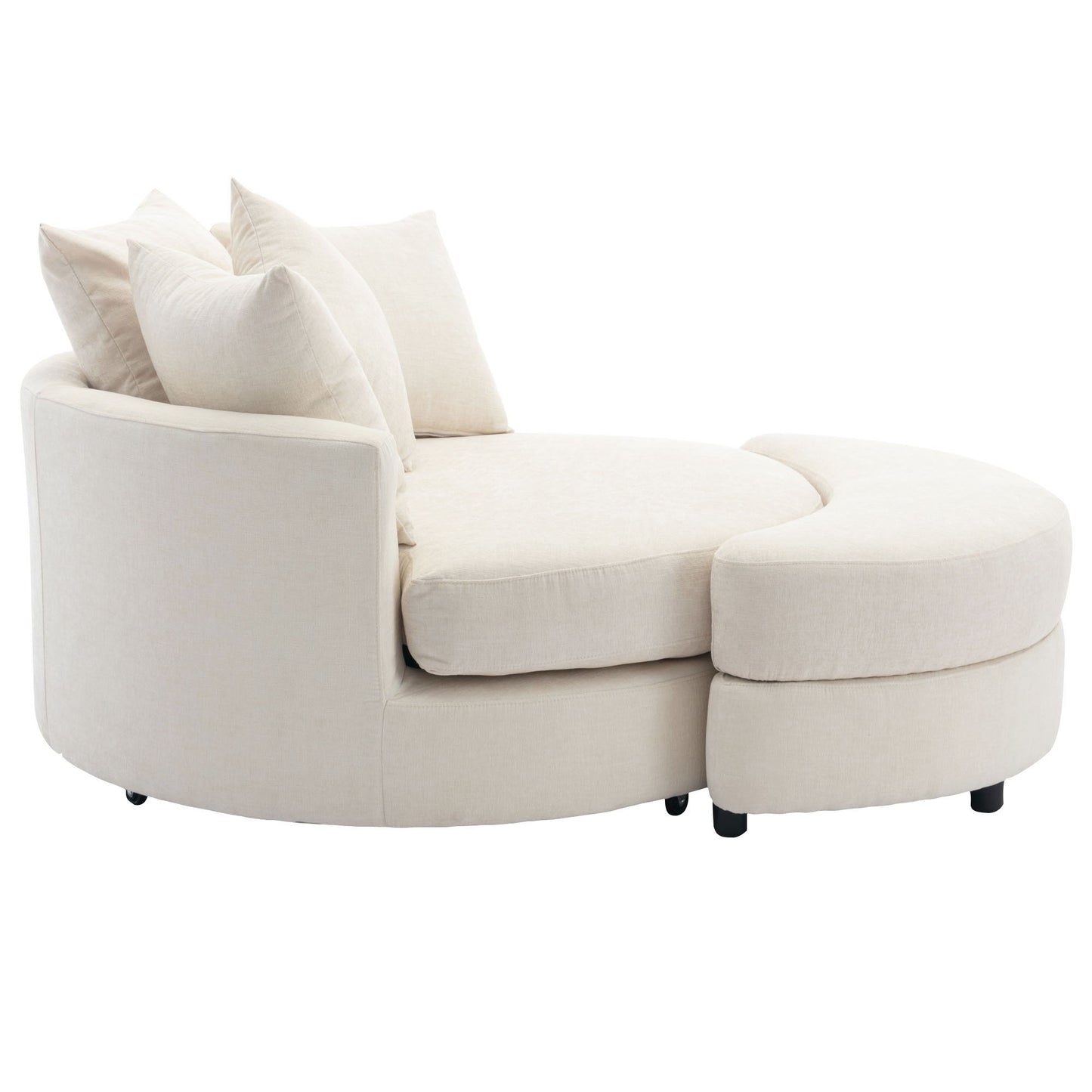 360° Swivel Accent Barrel Chair With Storage Ottoman & 4 Pillows, Modern Leisure Chair Round Accent For Living Room