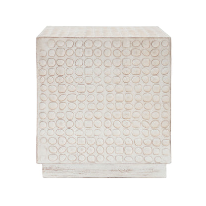 Chic Modern Mgo Cube Side Table With Fluted Design - Antique Brown