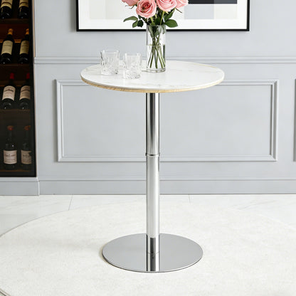 Circular Bar Table - White / Silver