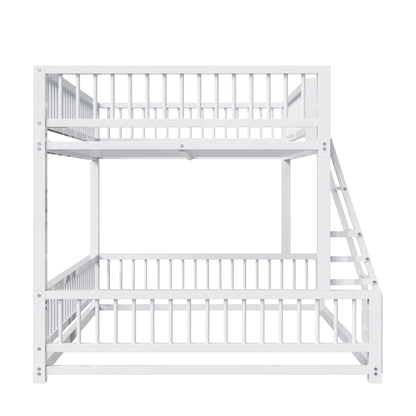 Bunk Bed Frame With Ladder And Safety Guardrails