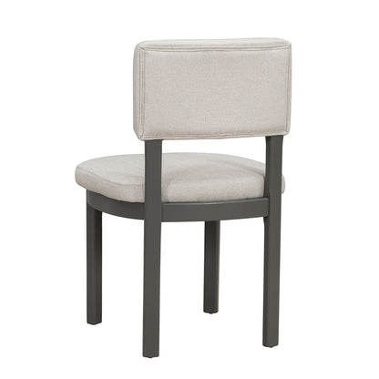 Dining Table Set With 6 Upholstered Chairs, Rectangular Table With Cutout Legs