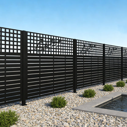 2 Panels Privacy Screen, Outdoor Privacy Panels, Trash Can Enclosure, Air Conditioner Fence - Black