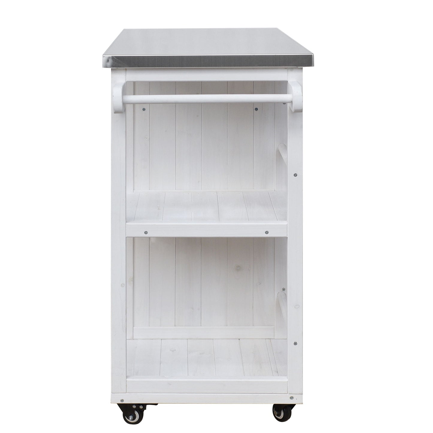 Outdoor Kitchen Island Prep Station With Lockable Wheels, Ample Storage, Towel & Spice Racks