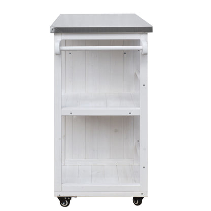 Outdoor Kitchen Island Prep Station With Lockable Wheels, Ample Storage, Towel & Spice Racks