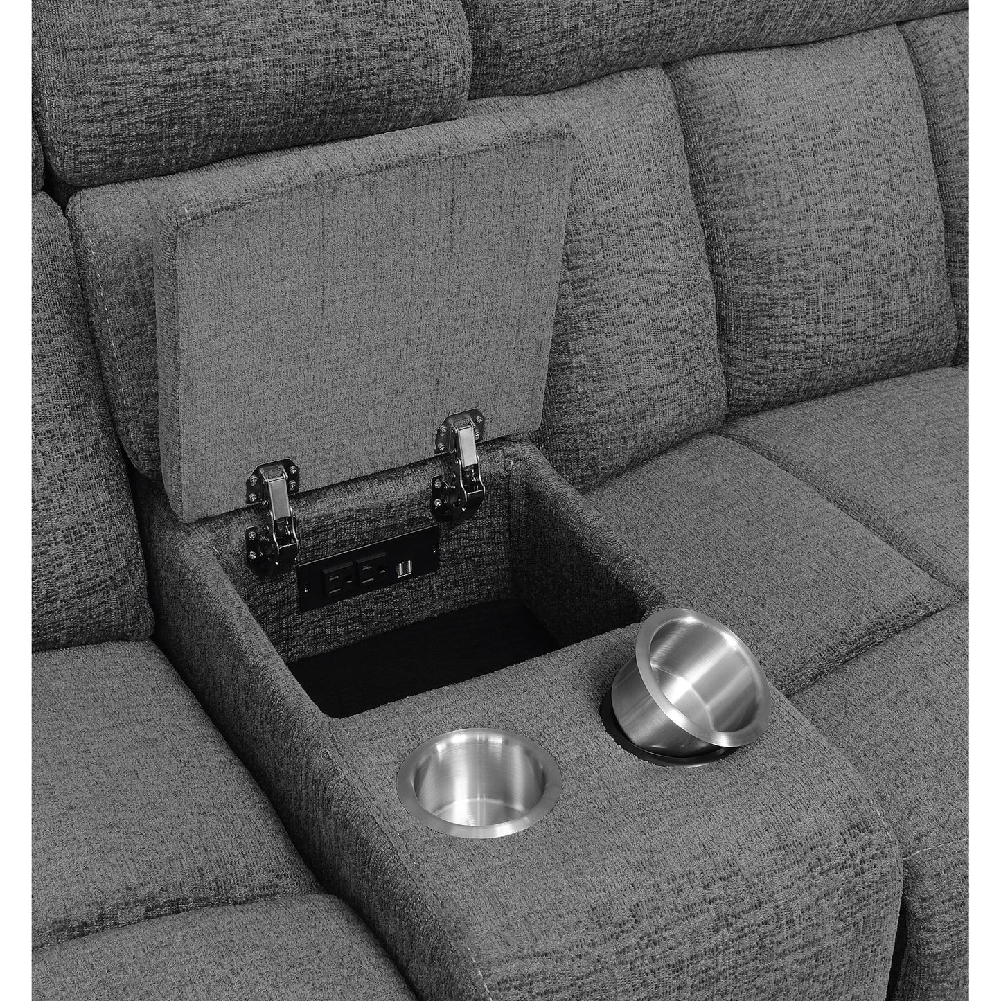 Divine - 5 Piece Power Reclining Home Theater Seating Set With Memory Foam Cushions And Storage Consoles