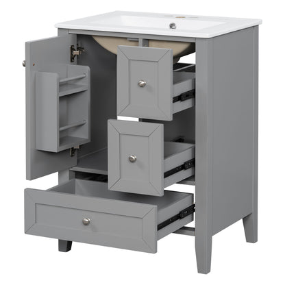 Modern Bathroom Vanity With Sink, Freestanding Cabinet With Drawers And Shelves