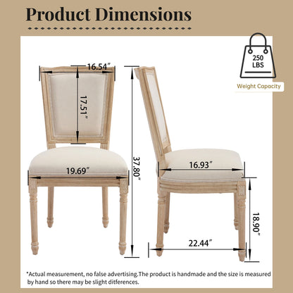 Dining Chairs Upholstered With T - Shaped Back (Set of 2) - Beige