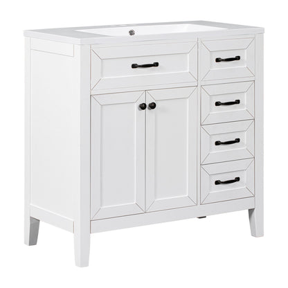 Modern Bathroom Vanity With Sink, Freestanding With Drawers And Doors